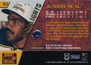 1995 Action Packed Monday Night Football - Highlights #63 Junior Seau Back