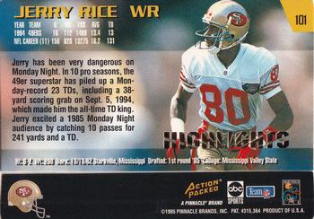 1995 Action Packed Monday Night Football - Highlights #101 Jerry Rice Back