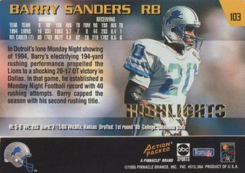 1995 Action Packed Monday Night Football - Highlights #103 Barry Sanders Back