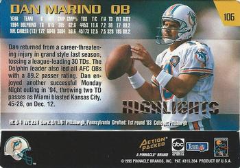 1995 Action Packed Monday Night Football - Highlights #106 Dan Marino Back