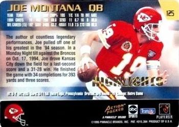 1995 Action Packed Monday Night Football - Highlights #125 Joe Montana Back
