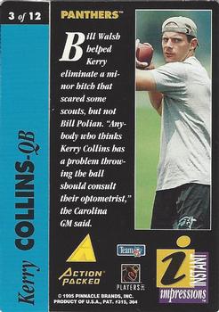 1995 Action Packed Rookies & Stars - Instant Impressions #3 Kerry Collins Back