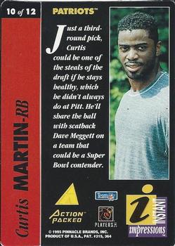 1995 Action Packed Rookies & Stars - Instant Impressions #10 Curtis Martin Back