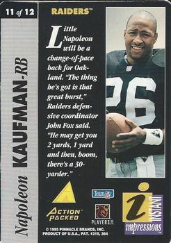 1995 Action Packed Rookies & Stars - Instant Impressions #11 Napoleon Kaufman Back