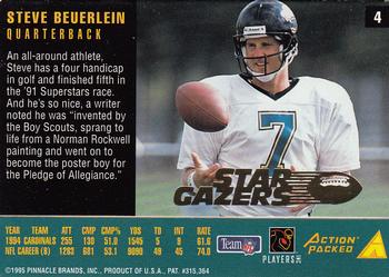 1995 Action Packed Rookies & Stars - Stargazers #4 Steve Beuerlein Back