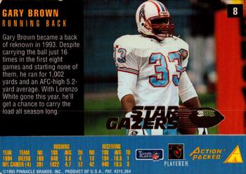 1995 Action Packed Rookies & Stars - Stargazers #8 Gary Brown Back