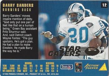 1995 Action Packed Rookies & Stars - Stargazers #12 Barry Sanders Back