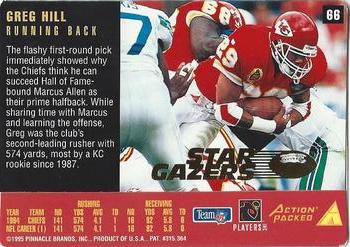 1995 Action Packed Rookies & Stars - Stargazers #66 Greg Hill Back