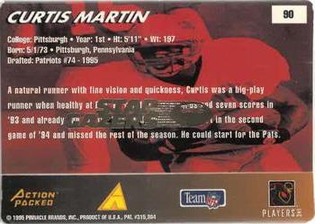1995 Action Packed Rookies & Stars - Stargazers #90 Curtis Martin Back