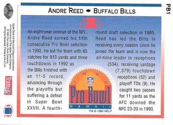 1993 Upper Deck - Pro Bowl #PB1 Andre Reed Back