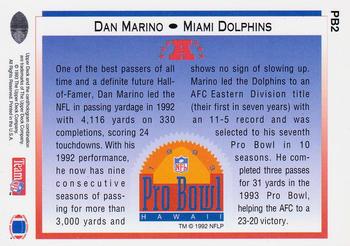 1993 Upper Deck - Pro Bowl #PB2 Dan Marino Back