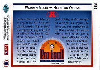 1993 Upper Deck - Pro Bowl #PB3 Warren Moon Back