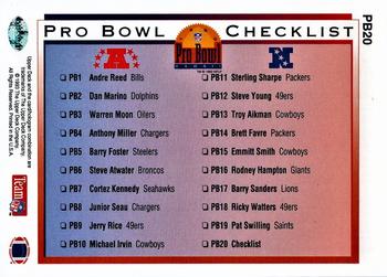 1993 Upper Deck - Pro Bowl #PB20 Checklist Back