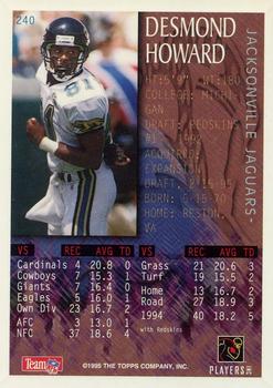 1995 Bowman - Expansion Team Gold #240 Desmond Howard Back