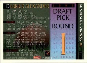 1995 Bowman - First Round Picks #11 Derrick Alexander Back