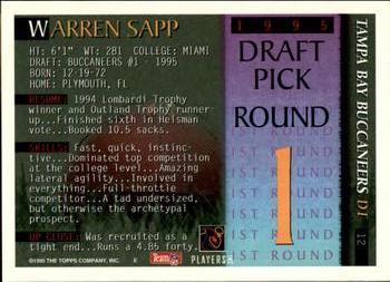 1995 Bowman - First Round Picks #12 Warren Sapp Back