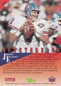 1995 Classic NFL Experience - Gold #30 John Elway Back