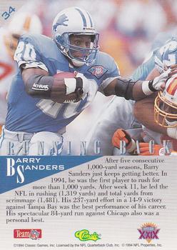 1995 Classic NFL Experience - Gold #34 Barry Sanders Back