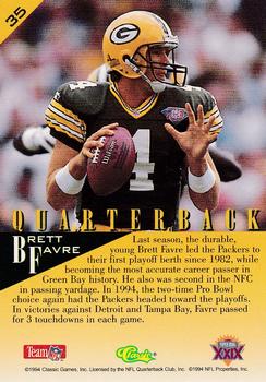 1995 Classic NFL Experience - Gold #35 Brett Favre Back