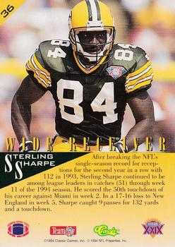 1995 Classic NFL Experience - Gold #36 Sterling Sharpe Back