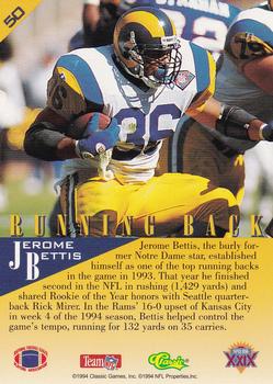 1995 Classic NFL Experience - Gold #50 Jerome Bettis Back