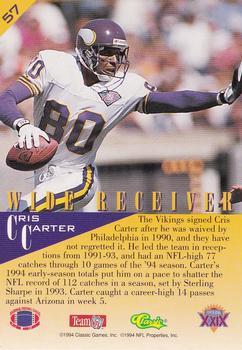1995 Classic NFL Experience - Gold #57 Cris Carter Back