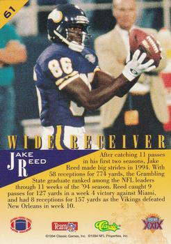 1995 Classic NFL Experience - Gold #61 Jake Reed Back