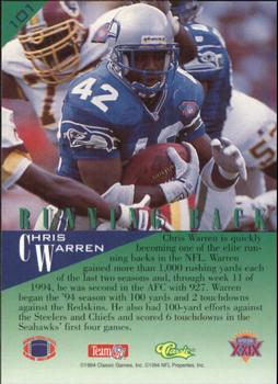 1995 Classic NFL Experience - Gold #101 Chris Warren Back