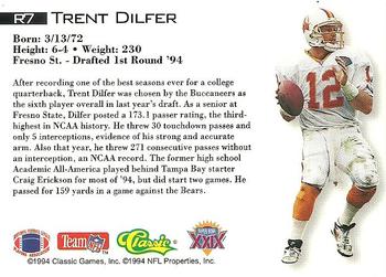 1995 Classic NFL Experience - Rookies #R7 Trent Dilfer Back