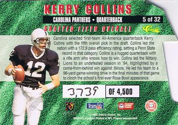 1995 Classic NFL Rookies - Die Cuts #5 Kerry Collins Back