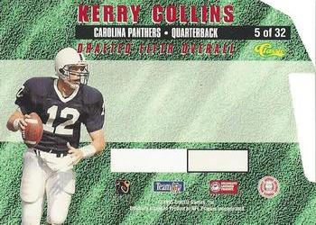 1995 Classic NFL Rookies - Die Cuts Printer's Proofs #5 Kerry Collins Back