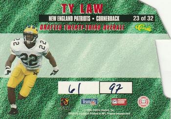 1995 Classic NFL Rookies - Die Cuts Printer's Proofs #23 Ty Law Back