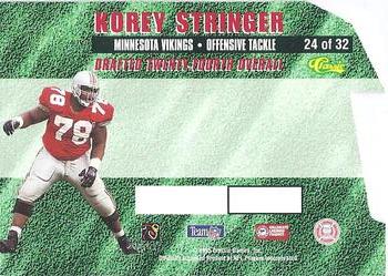 1995 Classic NFL Rookies - Die Cuts Printer's Proofs #24 Korey Stringer Back