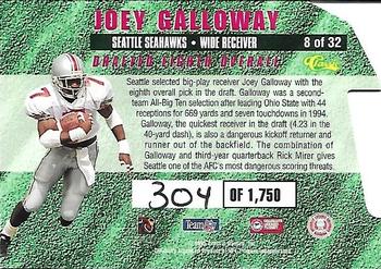 1995 Classic NFL Rookies - Die Cuts Silver Signatures #8 Joey Galloway Back