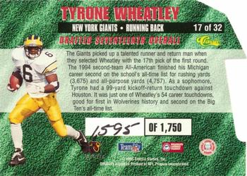 1995 Classic NFL Rookies - Die Cuts Silver Signatures #17 Tyrone Wheatley Back