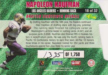 1995 Classic NFL Rookies - Die Cuts Silver Signatures #18 Napoleon Kaufman Back