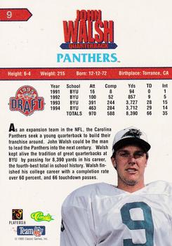 1995 Classic NFL Rookies - Draft Review #9 John Walsh Back