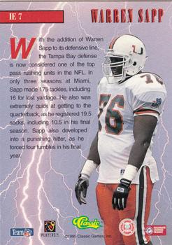 1995 Classic NFL Rookies - Instant Energy #IE7 Warren Sapp Back