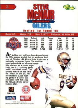 1995 Classic NFL Rookies - Printer's Proofs #3 Steve McNair Back