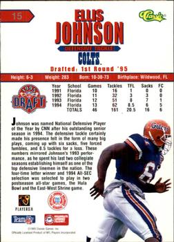 1995 Classic NFL Rookies - Printer's Proofs #15 Ellis Johnson Back