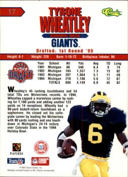 1995 Classic NFL Rookies - Printer's Proofs #17 Tyrone Wheatley Back