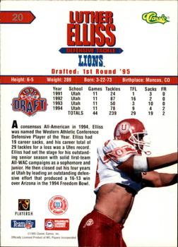 1995 Classic NFL Rookies - Printer's Proofs #20 Luther Elliss Back