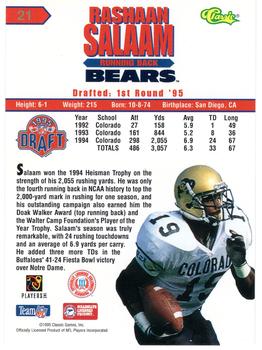 1995 Classic NFL Rookies - Printer's Proofs #21 Rashaan Salaam Back