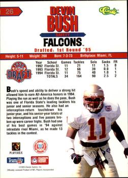 1995 Classic NFL Rookies - Printer's Proofs #26 Devin Bush Back