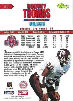 1995 Classic NFL Rookies - Printer's Proofs #55 Rodney Thomas Back