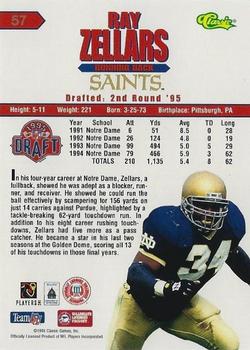 1995 Classic NFL Rookies - Printer's Proofs #57 Ray Zellars Back