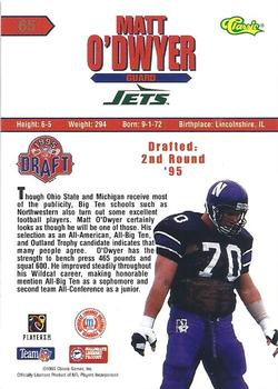 1995 Classic NFL Rookies - Printer's Proofs #65 Matt O'Dwyer Back