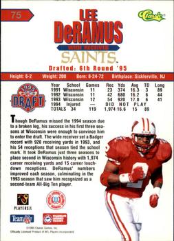 1995 Classic NFL Rookies - Printer's Proofs #75 Lee DeRamus Back