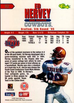 1995 Classic NFL Rookies - Printer's Proofs #92 Ed Hervey Back