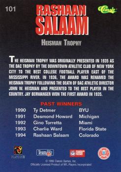 1995 Classic NFL Rookies - Printer's Proofs #101 Rashaan Salaam Back